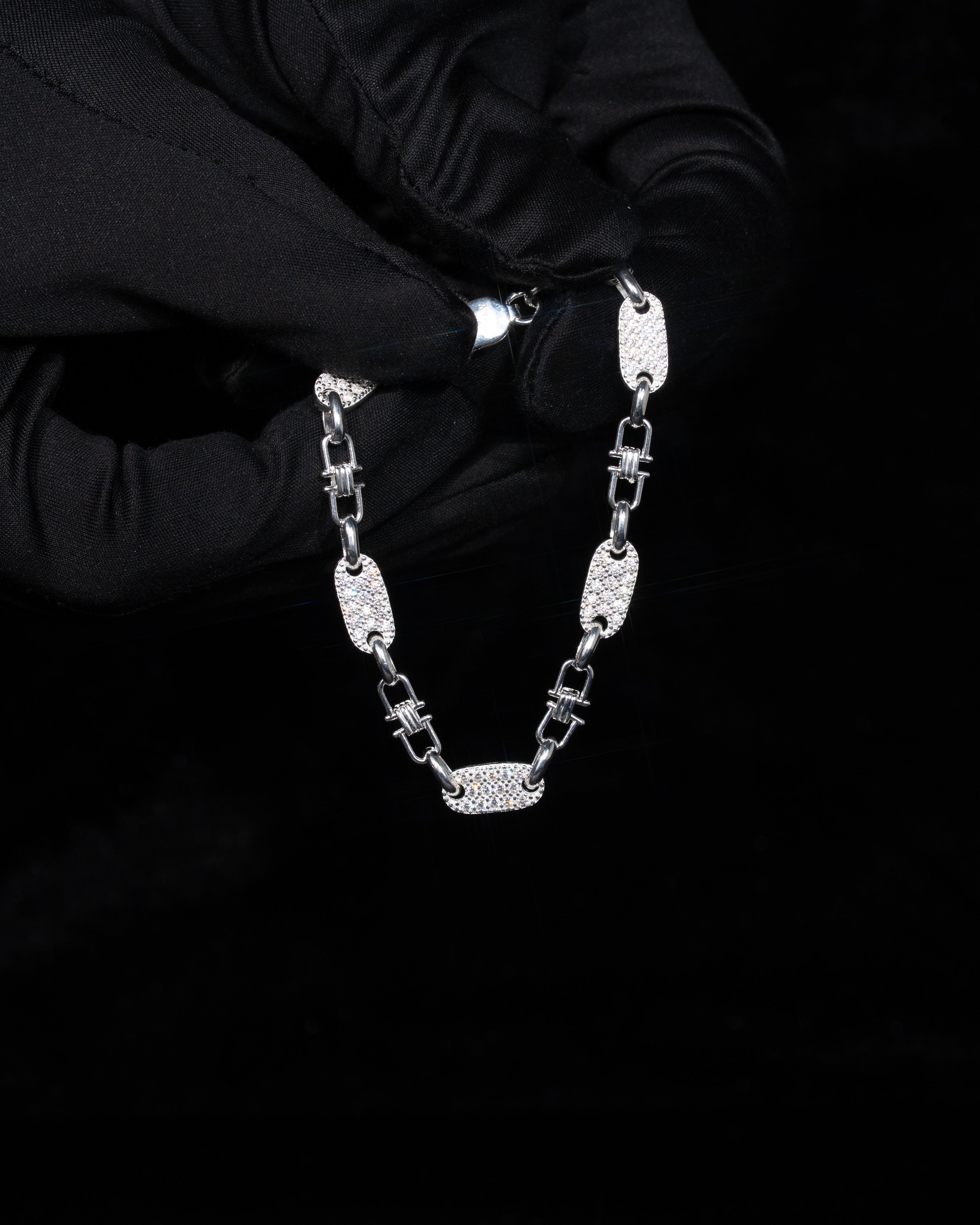 Plattenkette Armband Med Diamanter 6mm - 925 Silver