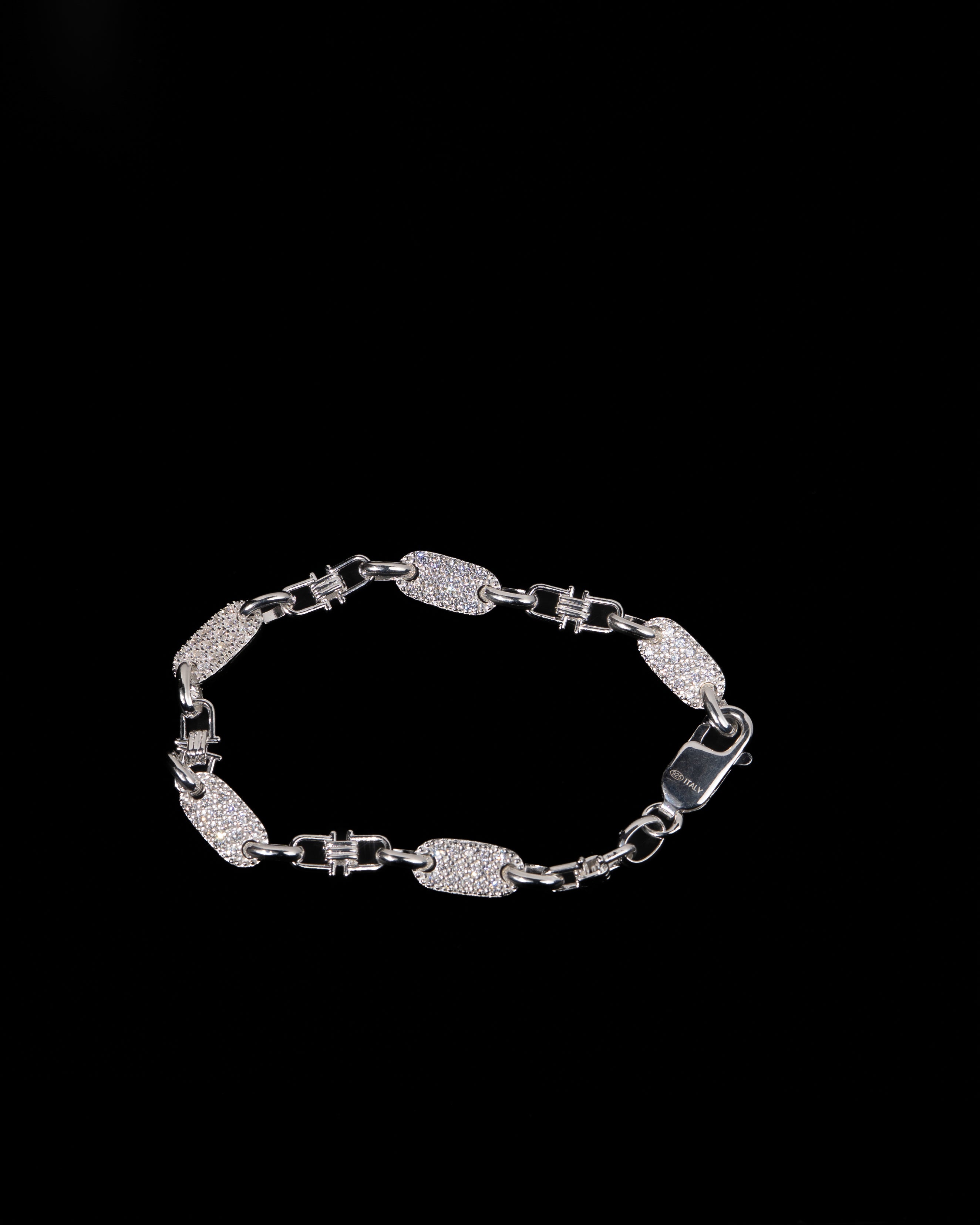 Plattenkette Armband Med Diamanter 6mm - 925 Silver